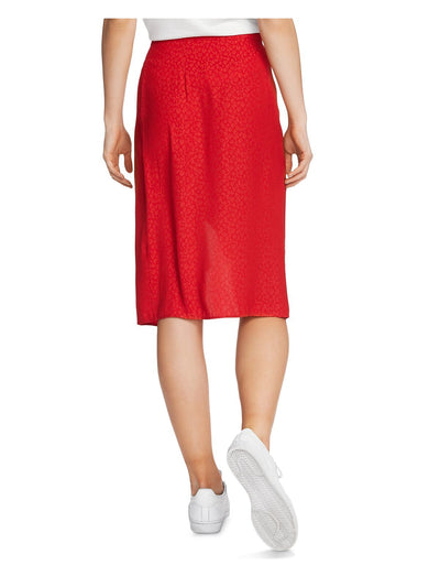 1. STATE Womens Red Below The Knee Wrap Skirt 00