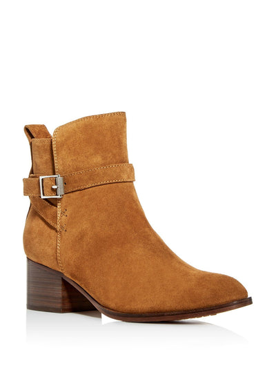 RAG & BONE Womens Brown Pull Tab Comfort Walker Round Toe Block Heel Buckle Leather Booties 37.5