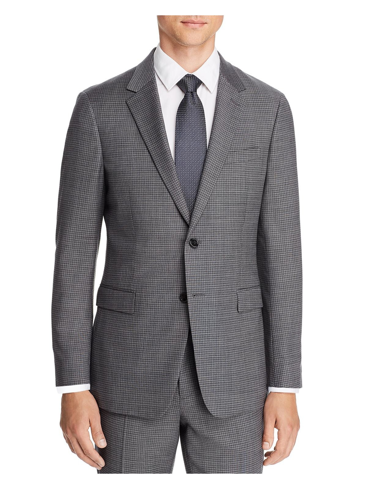 THEORY Mens Chambers Gray Single Breasted, Check Wool Blend Blazer Jacket 46R