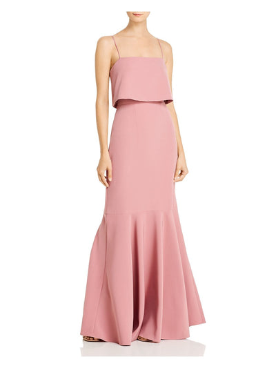 WAYF Womens Pink Sleeveless Square Neck Full-Length Cocktail Gown Dress XS