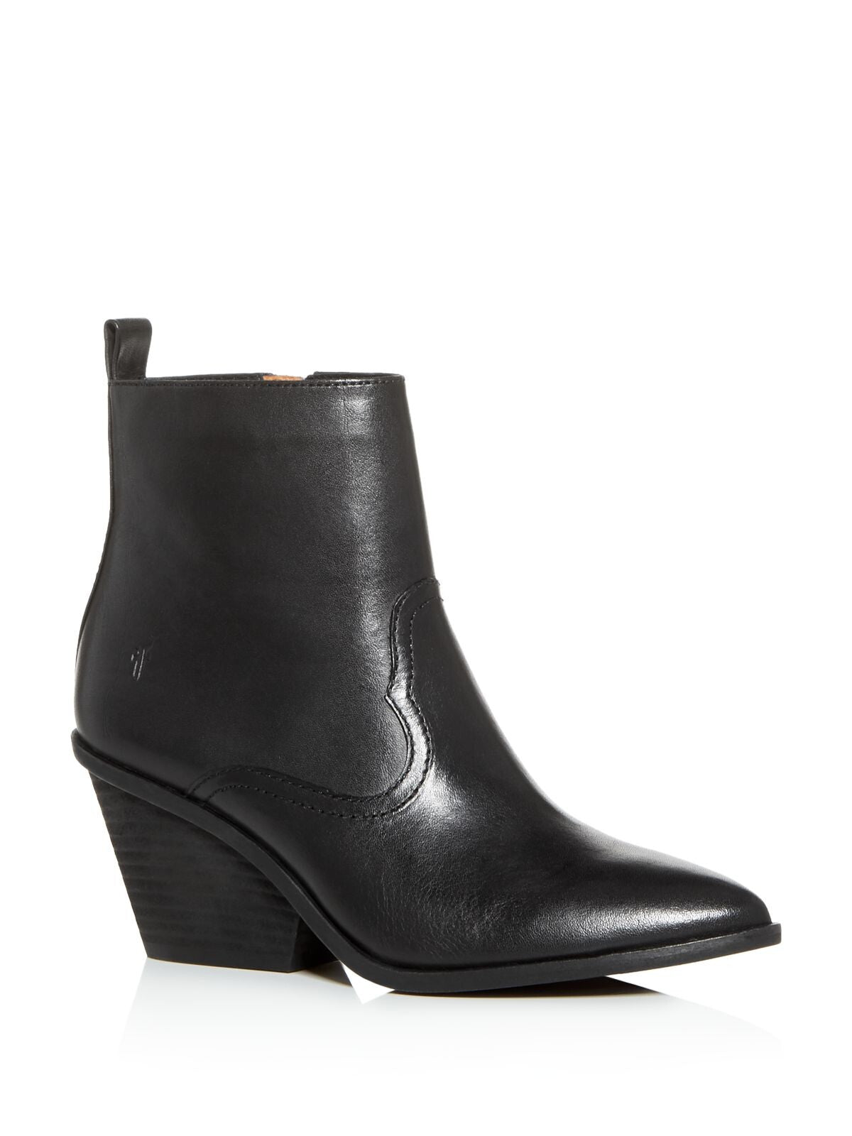 FRYE Womens Black Heel Tab Logo Comfort Amado Almond Toe Block Heel Zip-Up Leather Booties 8.5 M