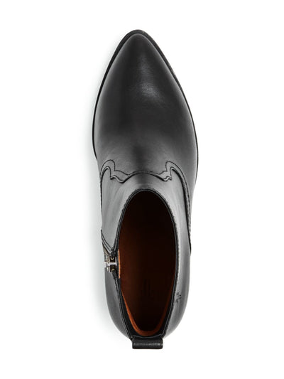 FRYE Womens Black Heel Tab Logo Comfort Amado Almond Toe Block Heel Zip-Up Leather Booties 8.5 M