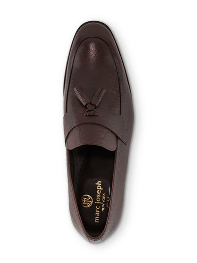 MARC JOSEPH NEW YORK Mens Maroon Tasseled Padded Cortland Alley Round Toe Block Heel Slip On Leather Loafers Shoes 11.5