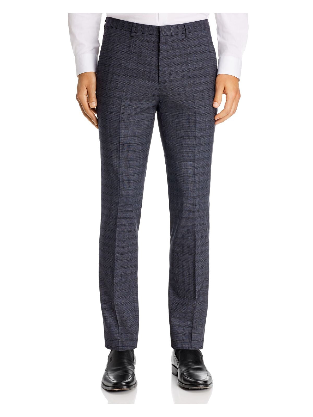 HUGO BOSS Mens Navy Windowpane Plaid Pants 36R