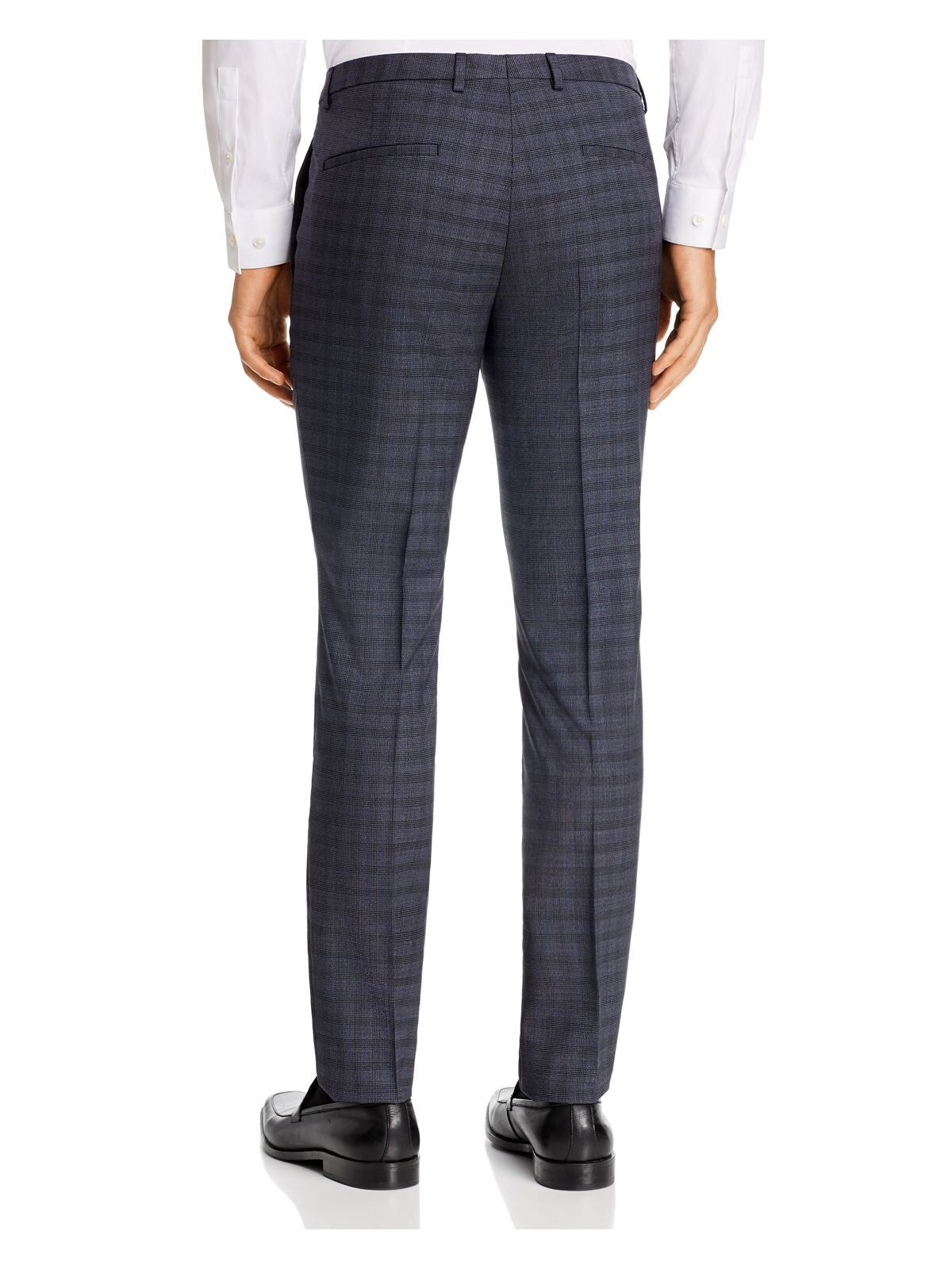 BOSS Mens Hesten Gray Tapered, Houndstooth Extra Slim Fit Wool Blend Pants 32 R