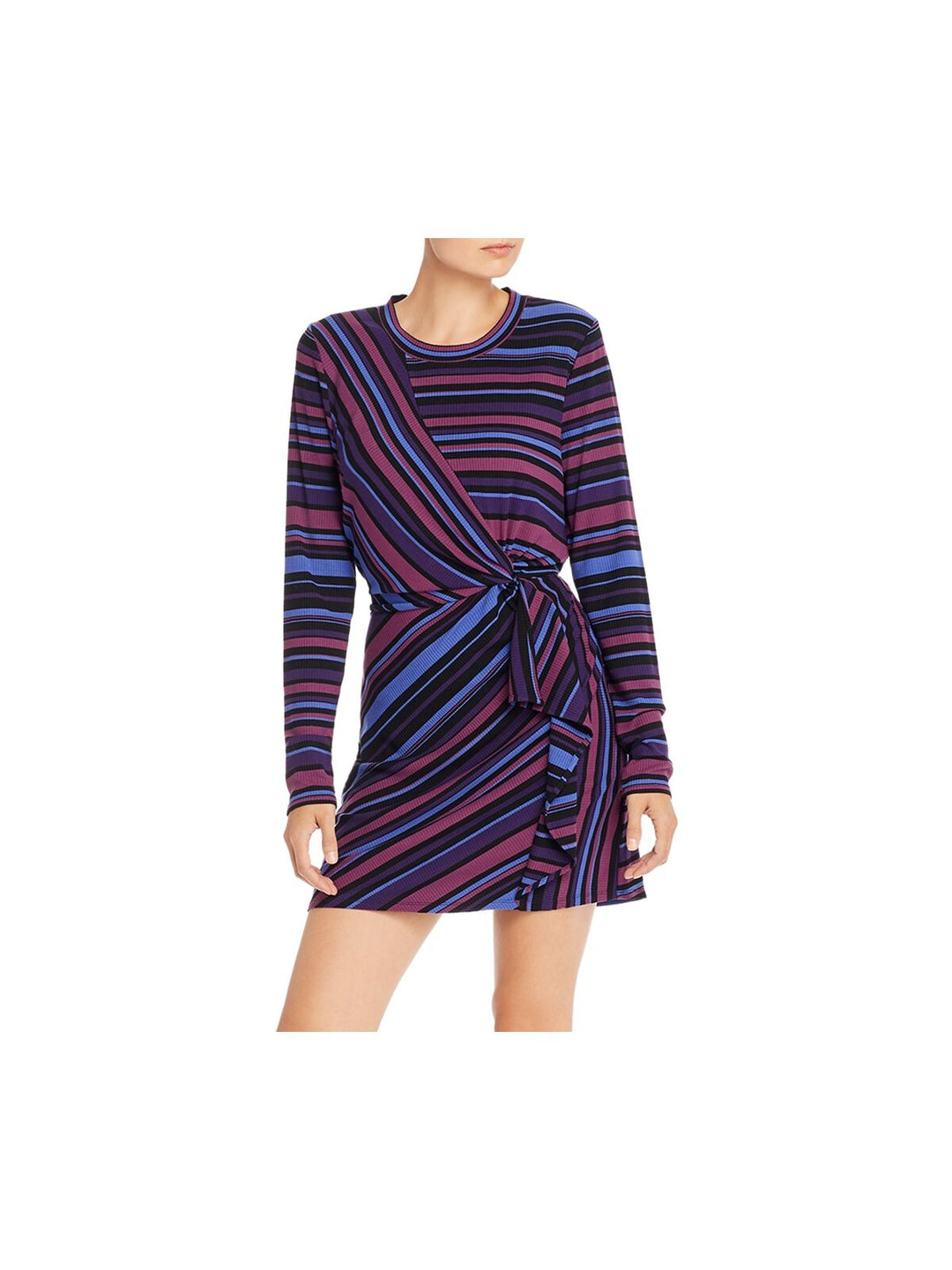 parker dress long sleeve PARKER Womens Purple Stretch Ribbed Gathered Long Sleeve Crew Neck Sho –  Bobbi + Bricka
