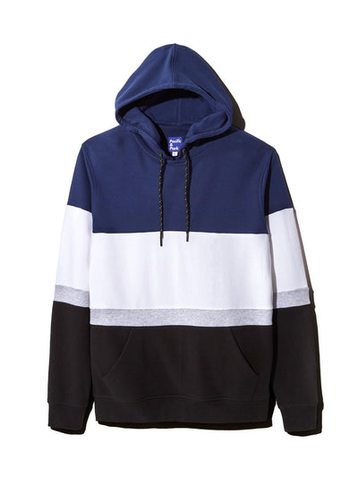 Pacific and Park Mens Navy Color Block Classic Fit Draw String Hoodie M