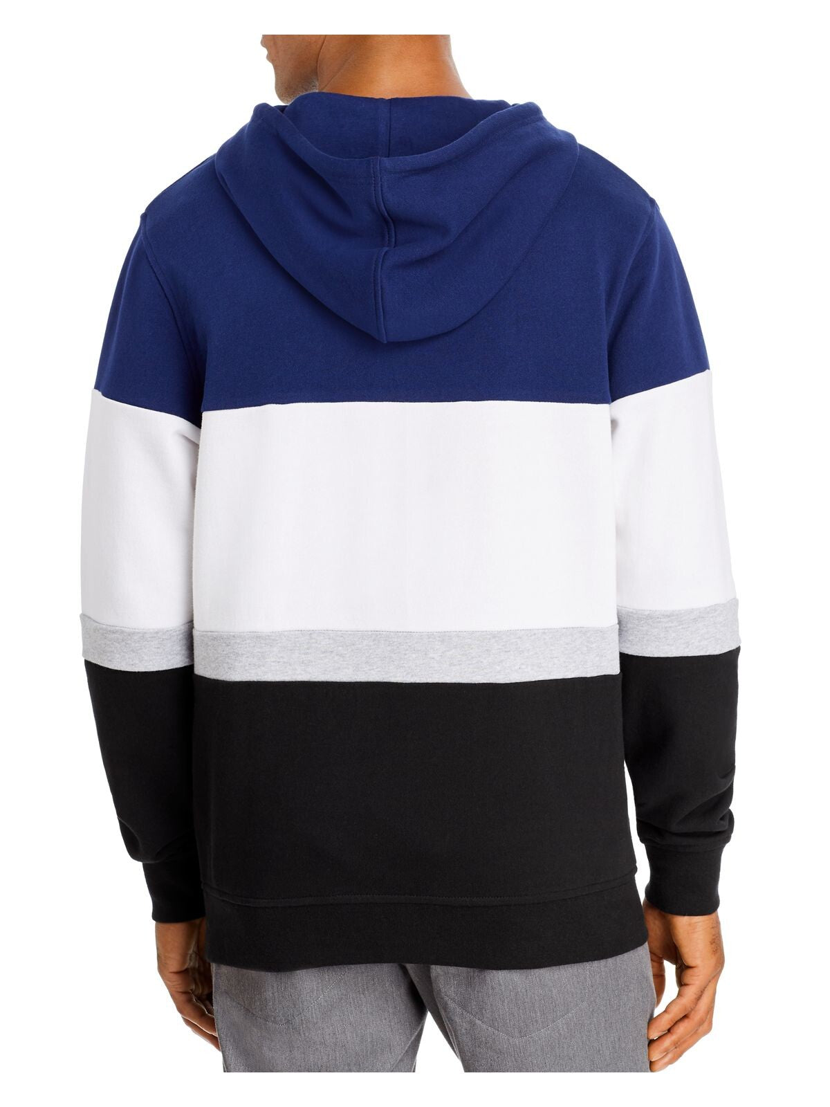 Pacific and Park Mens Navy Color Block Classic Fit Draw String Hoodie S
