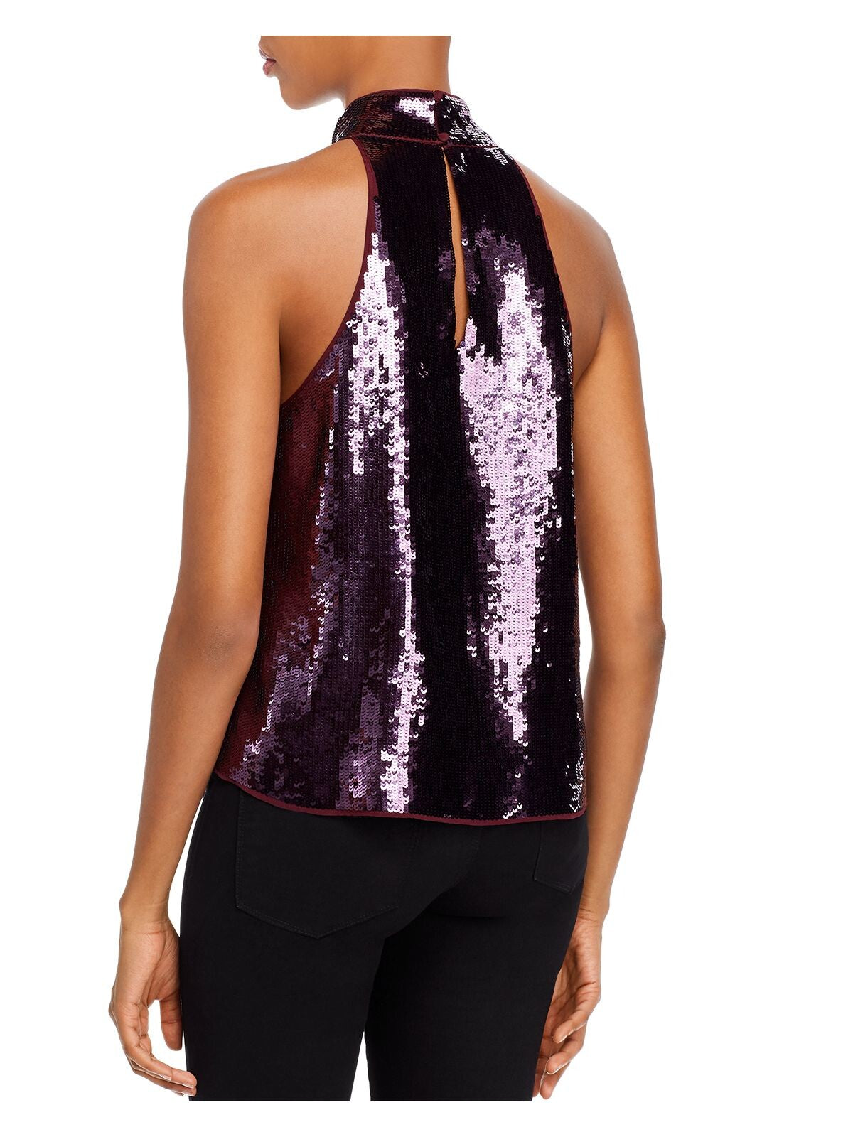 JOIE Womens Sequined Sleeveless Halter Party Top