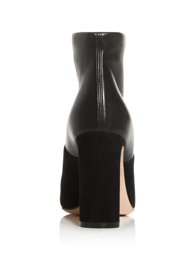 GIORGIO ARMANI Womens Black Round Toe Block Heel Leather Dress Boots 38