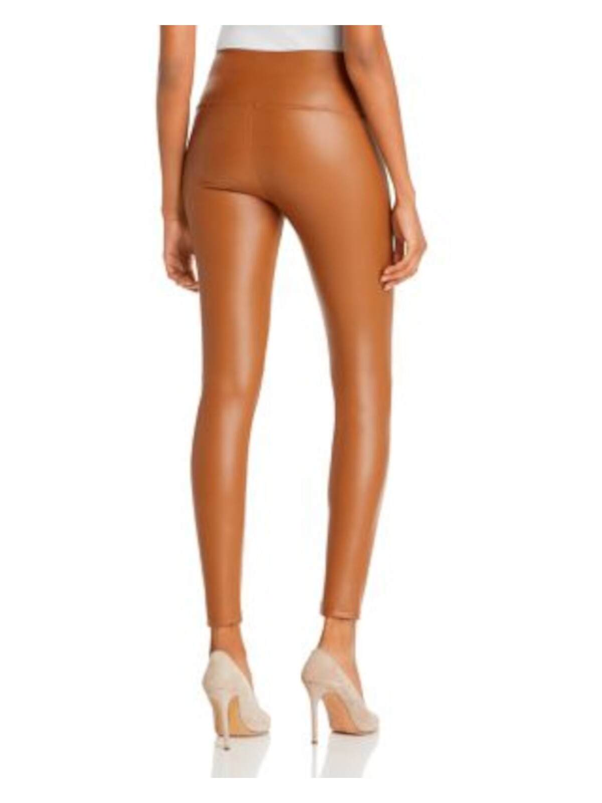BAGATELLE Womens Brown Faux Leather High Waist Leggings XS