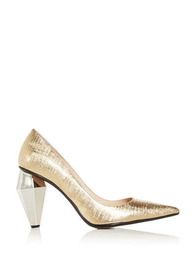 MARC JACOBS Womens Gold Comfort Metallic The Pump Pointed Toe Sculpted Heel Slip On Leather Dress Pumps Shoes 35