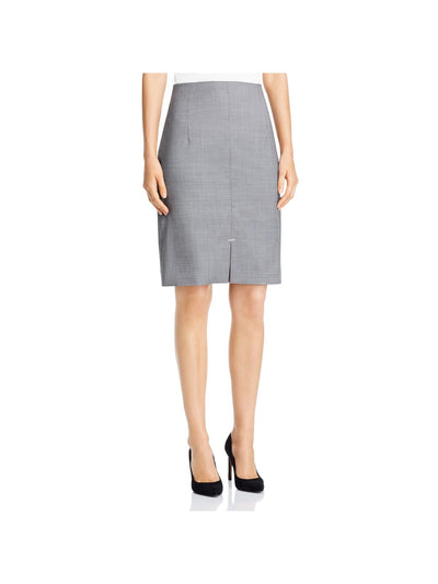 BOSS Womens Gray Stretch Zippered Slitted Lined Darted Houndstooth Above The Knee Wear To Work Pencil Skirt 4