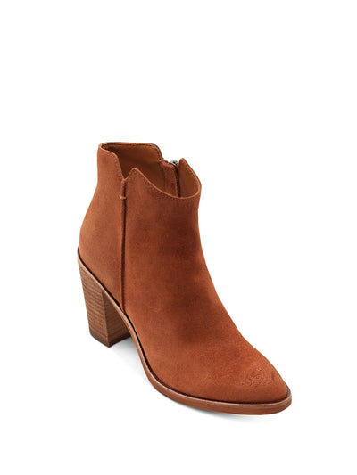 DOLCE VITA Womens Brown Padded Seyon Almond Toe Block Heel Zip-Up Leather Booties 9