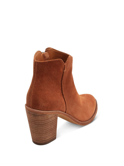DOLCE VITA Womens Brown Padded Seyon Almond Toe Block Heel Zip-Up Leather Booties 9