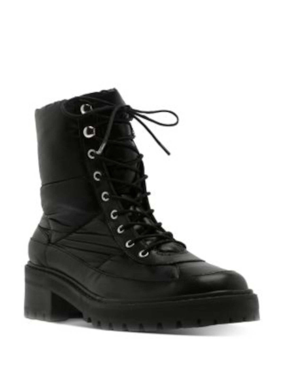 SCHUTZ Womens Black Puff Lug Sole Amaris Round Toe Block Heel Lace-Up Combat Boots 10.5 B