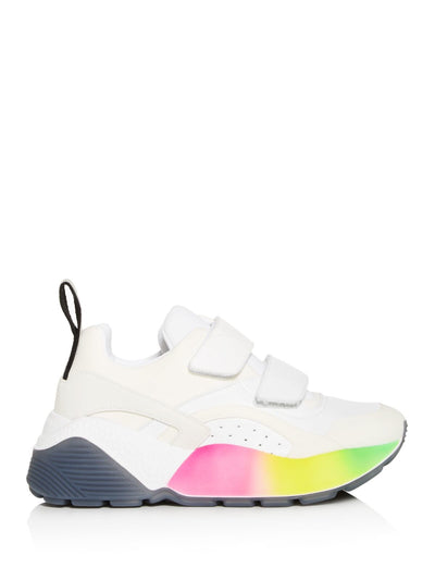 STELLAMCCARTNEY Womens White Rainbow Ombre Accent Logo Pull Strap Cushioned Eclypse Round Toe Platform Athletic Sneakers Shoes 40