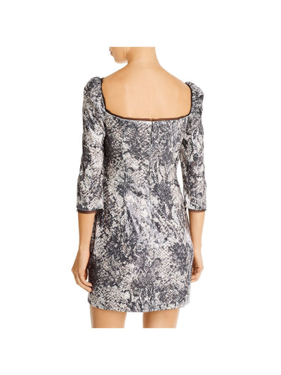 RACHEL ZOE Womens Sequined Short Sleeve Square Neck Mini Cocktail Fit + Flare Dress