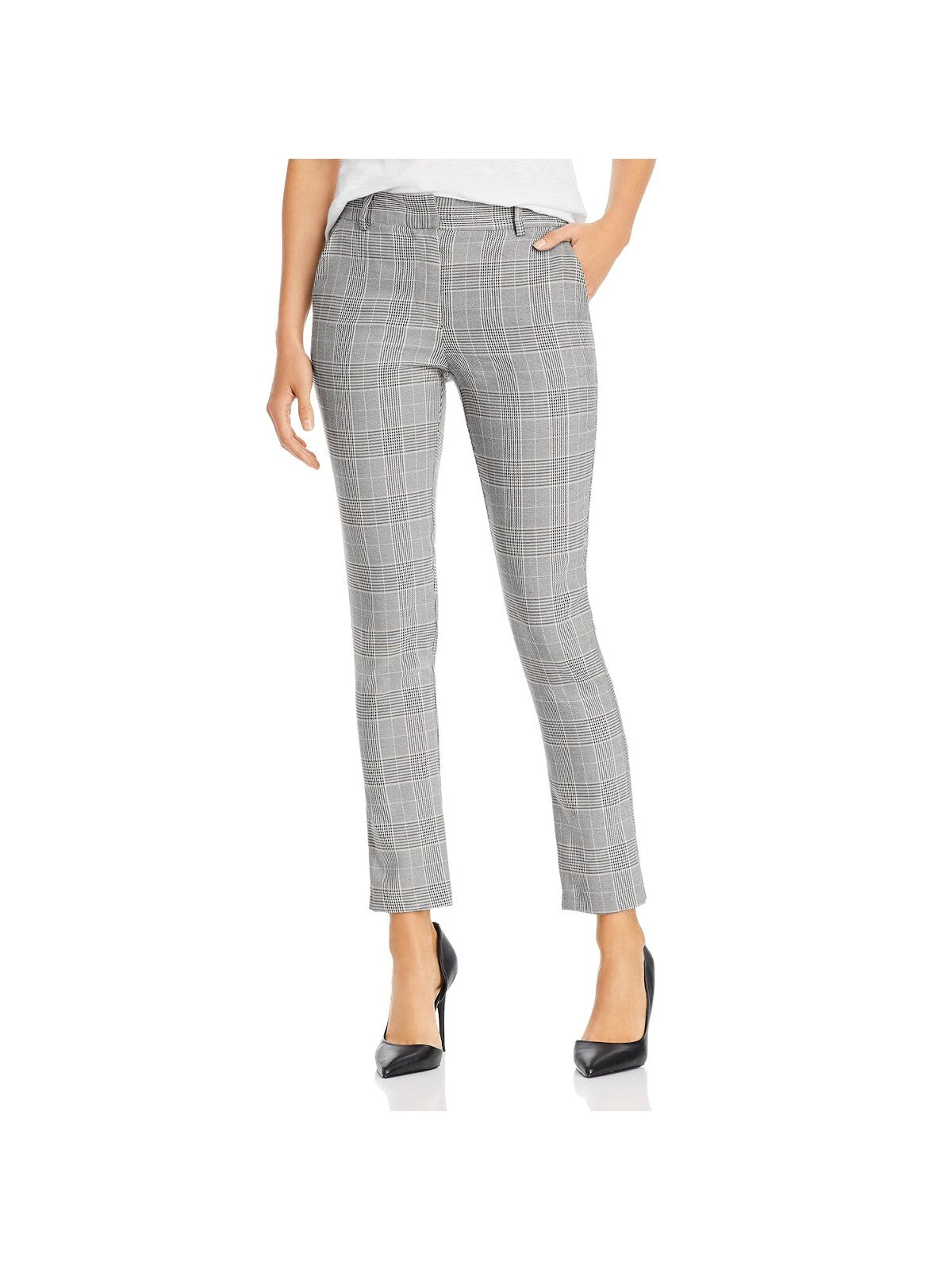 AQUA Womens Black Plaid Skinny Pants Size: S