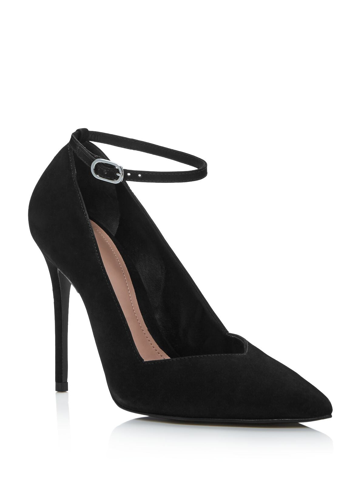 AQUA Womens Black Ankle Strap Comfort Kailana Pointed Toe Stiletto Buckle Dress Pumps Shoes 6 B