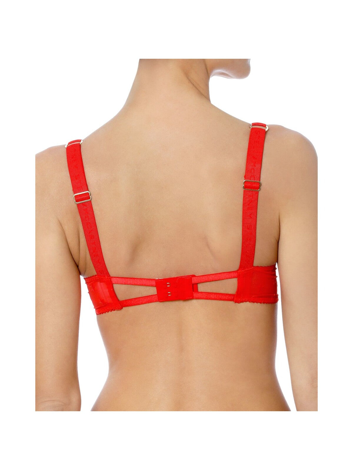 STELLAMCCARTNEY Intimates Red Logo Elastic Adjustable Straps Molded Seamed Cups Underwire Bra 36 A