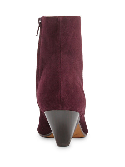 VINCE. Womens Burgundy Comfort Alder Almond Toe Cone Heel Zip-Up Leather Booties 7 M