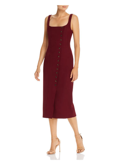 Fame AND Partners Womens Maroon Spaghetti Strap Sheath Evening Dress 4