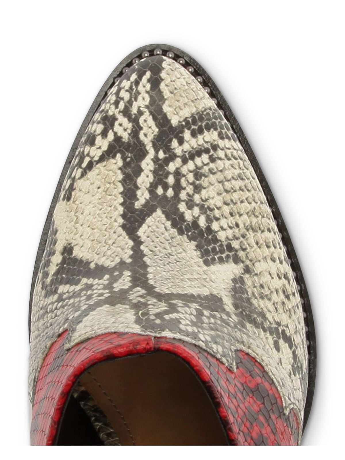 SCHUTZ Womens Beige Snake Western-Inspired Studded Destiny Almond Toe Block Heel Slip On Heeled Mules Shoes B