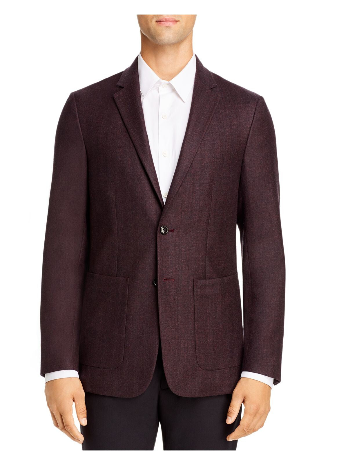 THEORY Mens Gansevoort Maroon Single Breasted, Slim Fit Wool Blend Suit Separate Blazer Jacket 42L