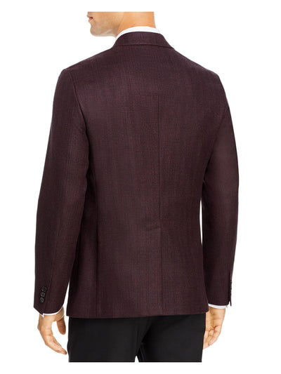THEORY Mens Gansevoort Maroon Single Breasted, Slim Fit Wool Blend Suit Separate Blazer Jacket 42L