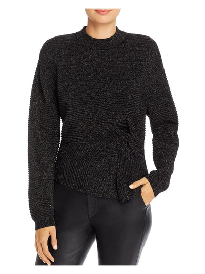 MASON Womens Black Long Sleeve Crew Neck Peplum Top Petites Size: P