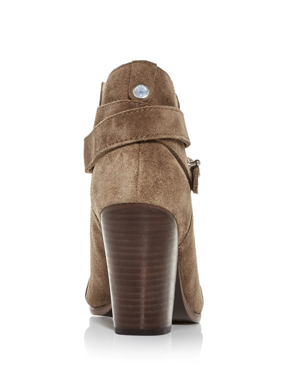 RAG & BONE Womens Taupe Suede Beige Wrap Around Adjustable Straps With Pushpin Closure Harrow Cap Toe Stacked Heel Leather Booties 39.5