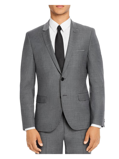 HUGO BOSS Mens Gray Single Breasted, Stretch, Extra Slim Fit Suit Separate Blazer Jacket 44R