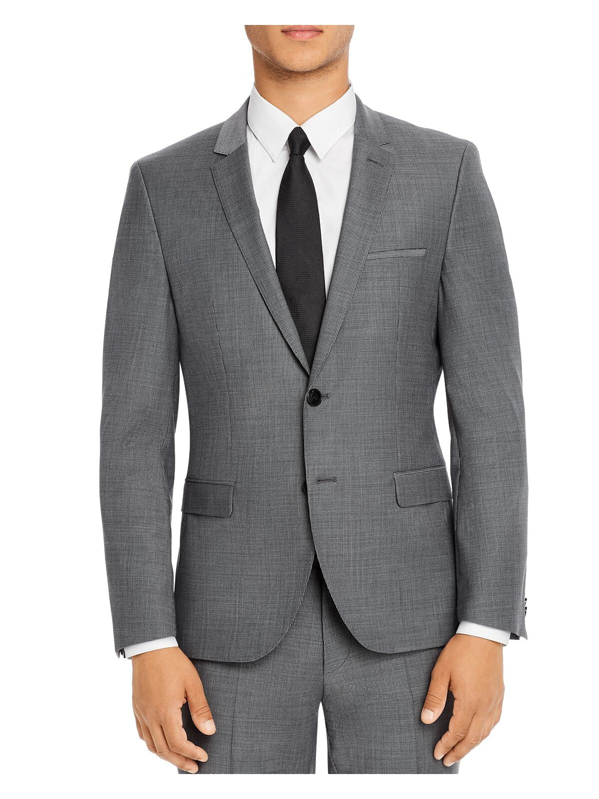 HUGO BOSS Mens Gray Single Breasted, Stretch, Extra Slim Fit Suit Separate Blazer Jacket 38R