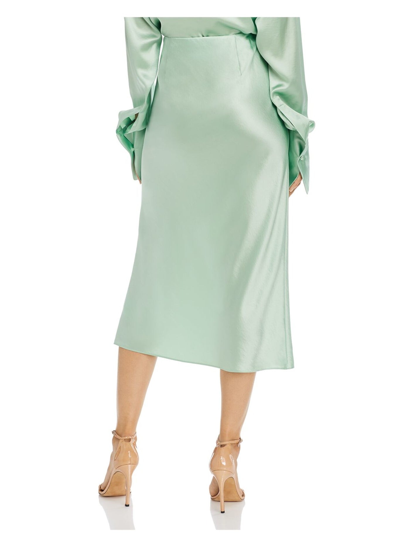 T ALEXANDER WANG Womens Green Slitted Zippered Midi A-Line Skirt 0