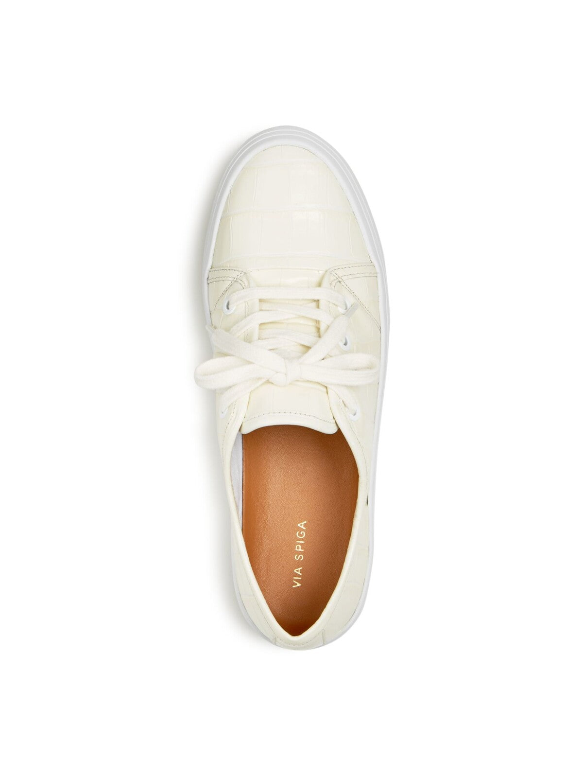 via spiga dress shoes Via Spiga Womens Milk Ivory Croc Viola Platform Leather Athletic Sneakers 9 M