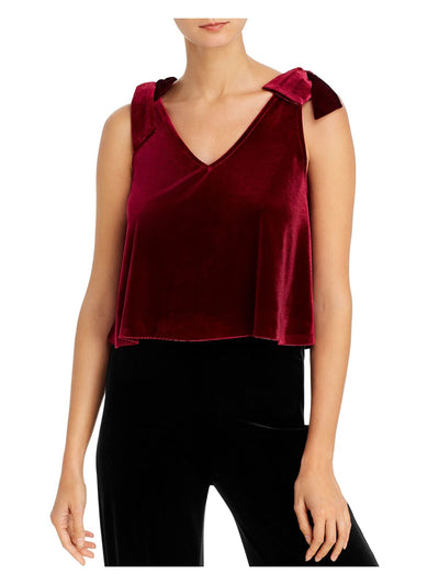 AQUA Womens Burgundy Spaghetti Strap V Neck Evening Crop Top M