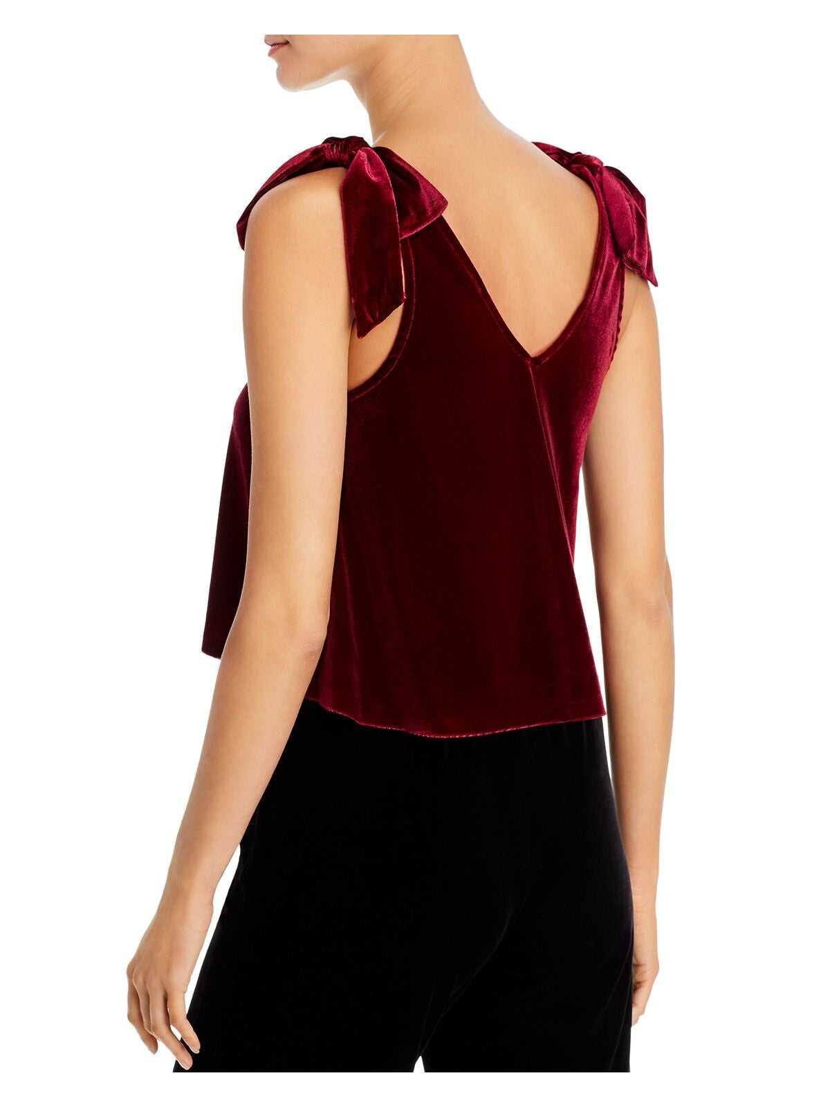 AQUA Womens Burgundy Spaghetti Strap V Neck Evening Crop Top M