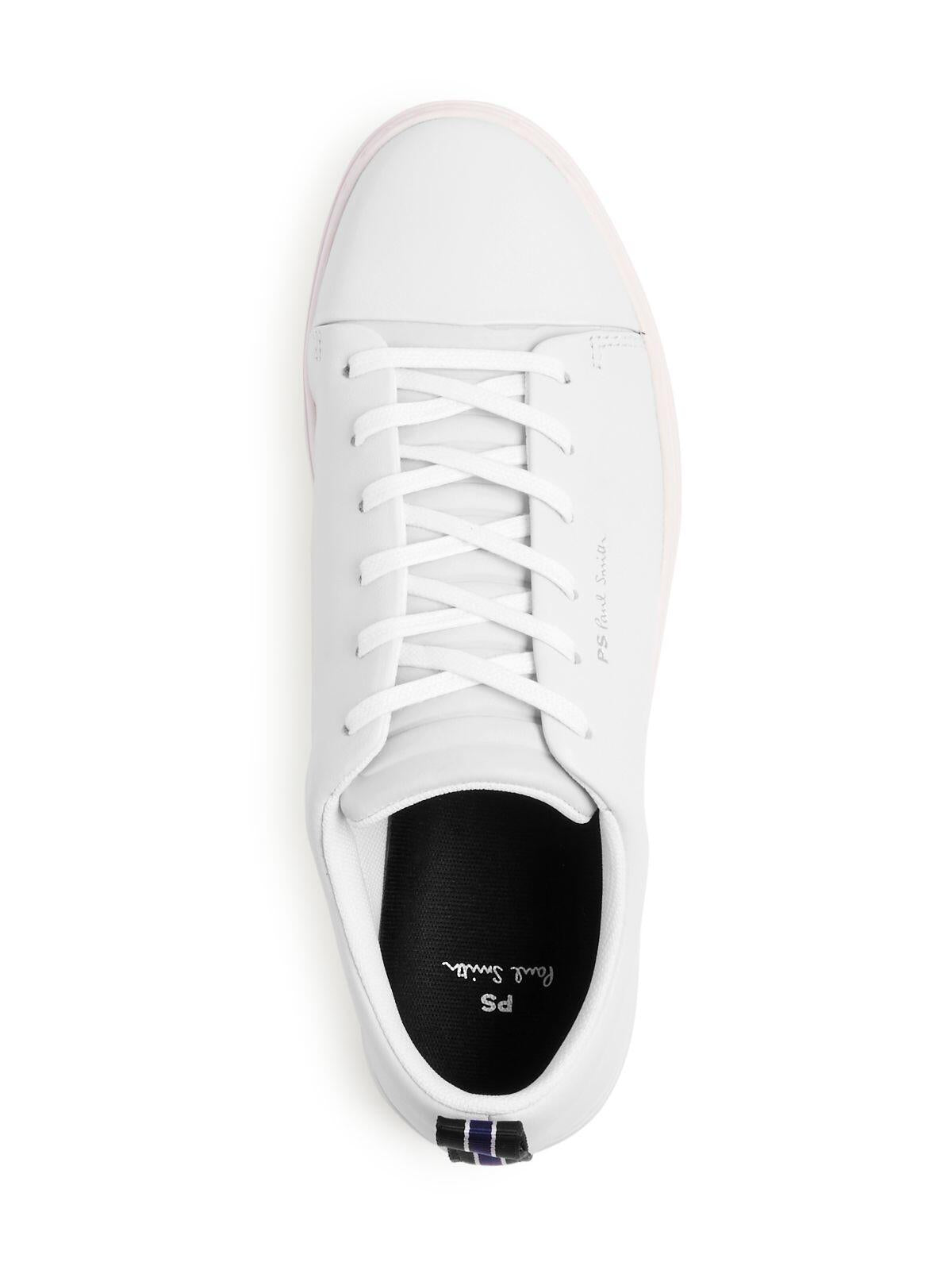 PAUL SMITH Mens White Tennis-Style Back Pull-Tab Padded Lee Round Toe Platform Lace-Up Leather Sneakers Shoes 11