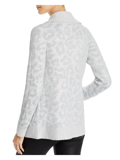 AQUA Womens Gray Textured Patterned Long Sleeve Open Cardigan Sweater S