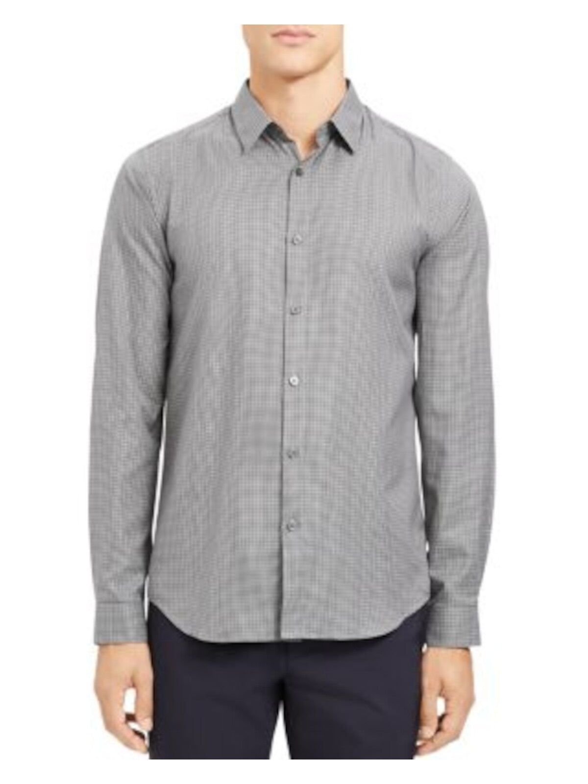 THEORY Mens Blue Check Collared Slim Fit Button Down Shirt XS