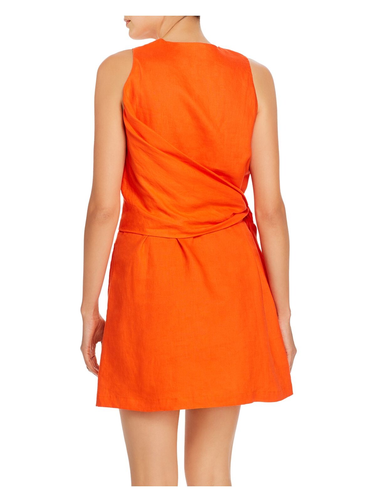 GARY BIGENI Womens Orange Belted Pocketed Sleeveless V Neck Short Cocktail Fit + Flare Dress 0