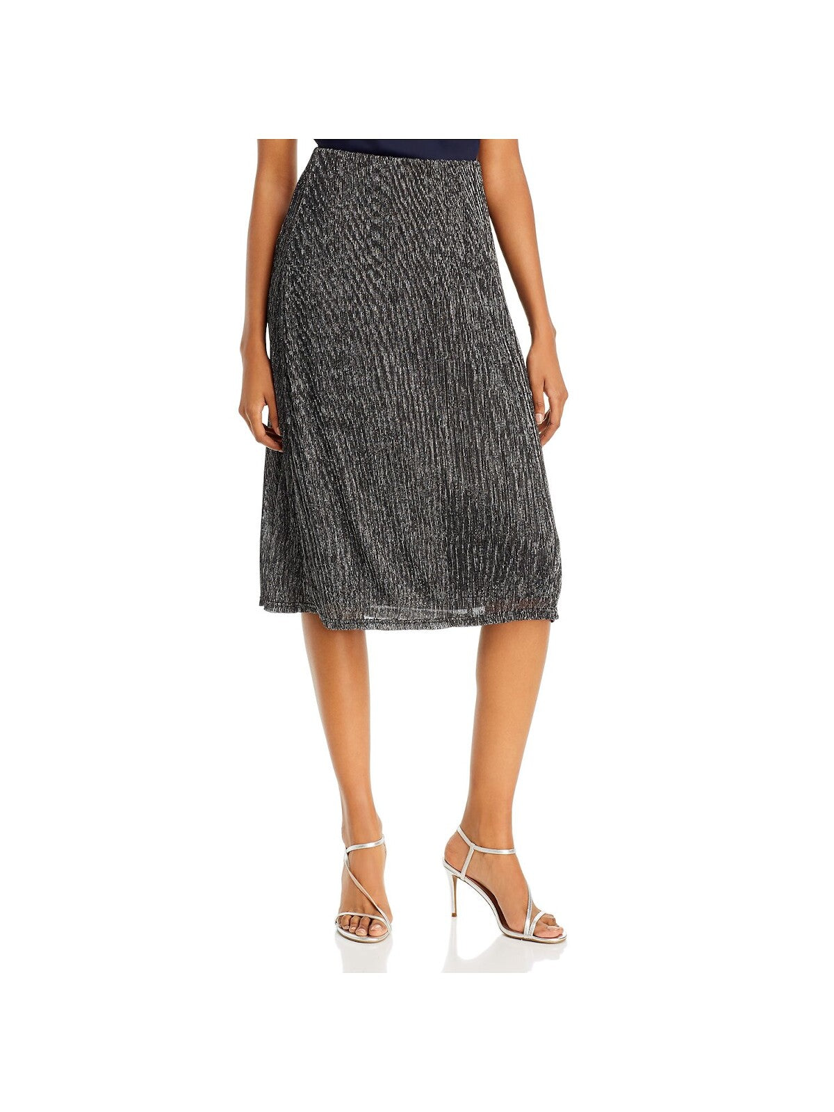 AQUA Womens Gray Ribbed Below The Knee Evening Pencil Skirt XS