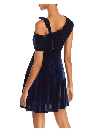 AQUA Womens Asymmetrical Neckline Short Party Fit + Flare Dress