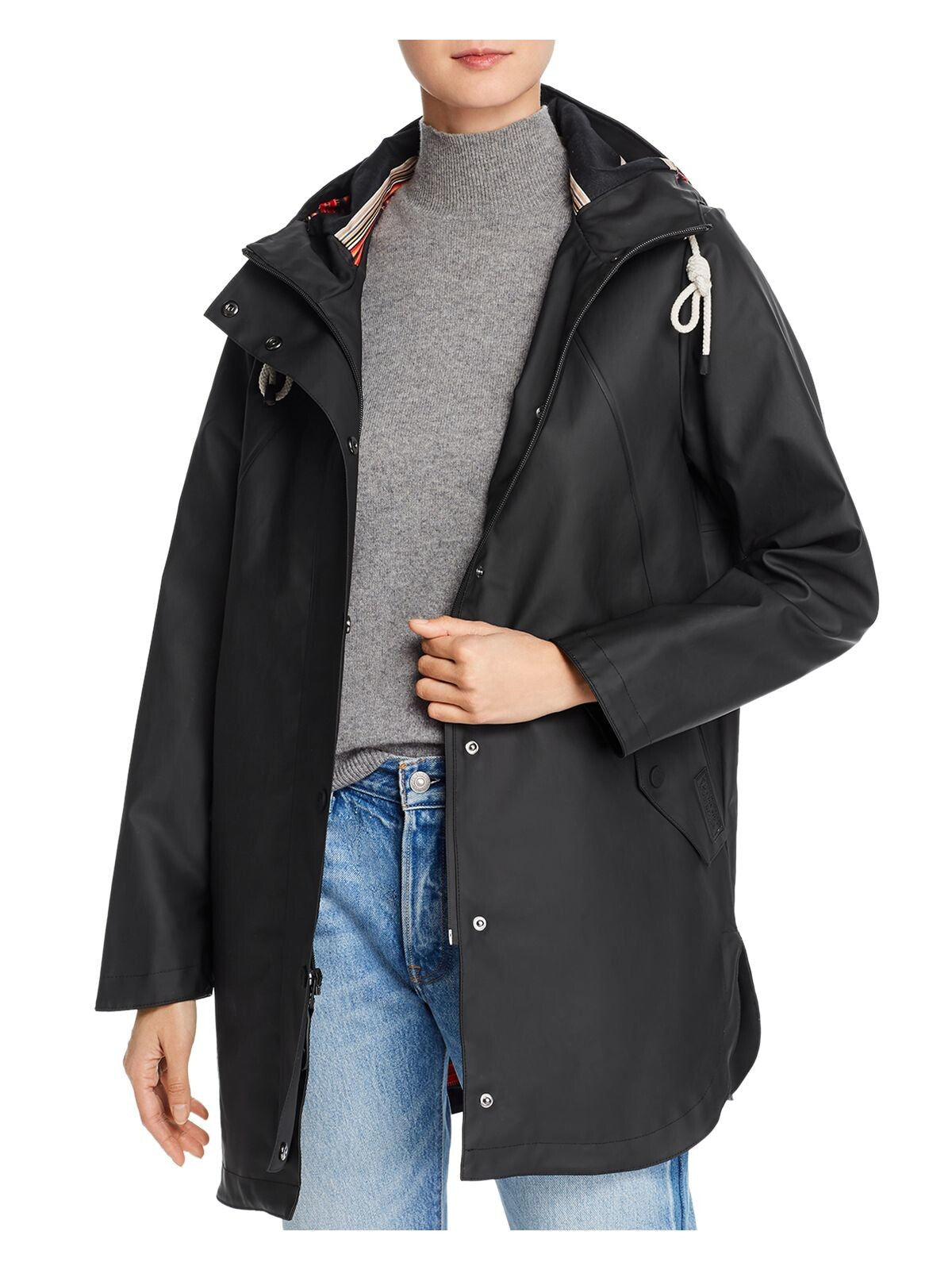 PENDLETON Womens Black Adjustable Pocketed Raincoat S