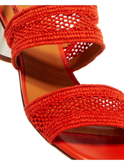 CLERGERIE Womens Orange Reflective Heel Woven Padded Leana Round Toe Block Heel Buckle Slingback Sandal