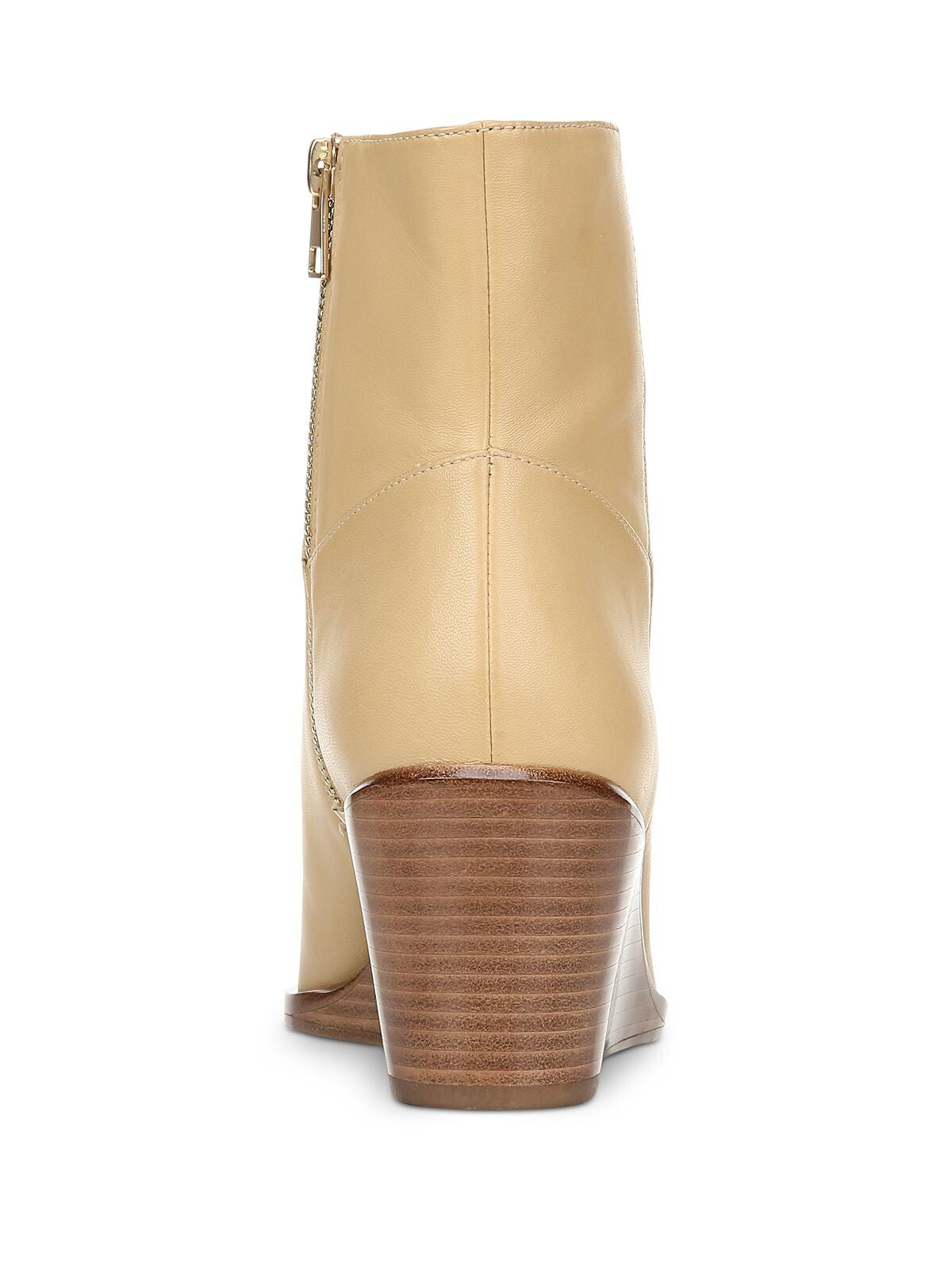 VINCE. Womens Beige Comfort Mavis Almond Toe Wedge Zip-Up Leather Booties 12 M