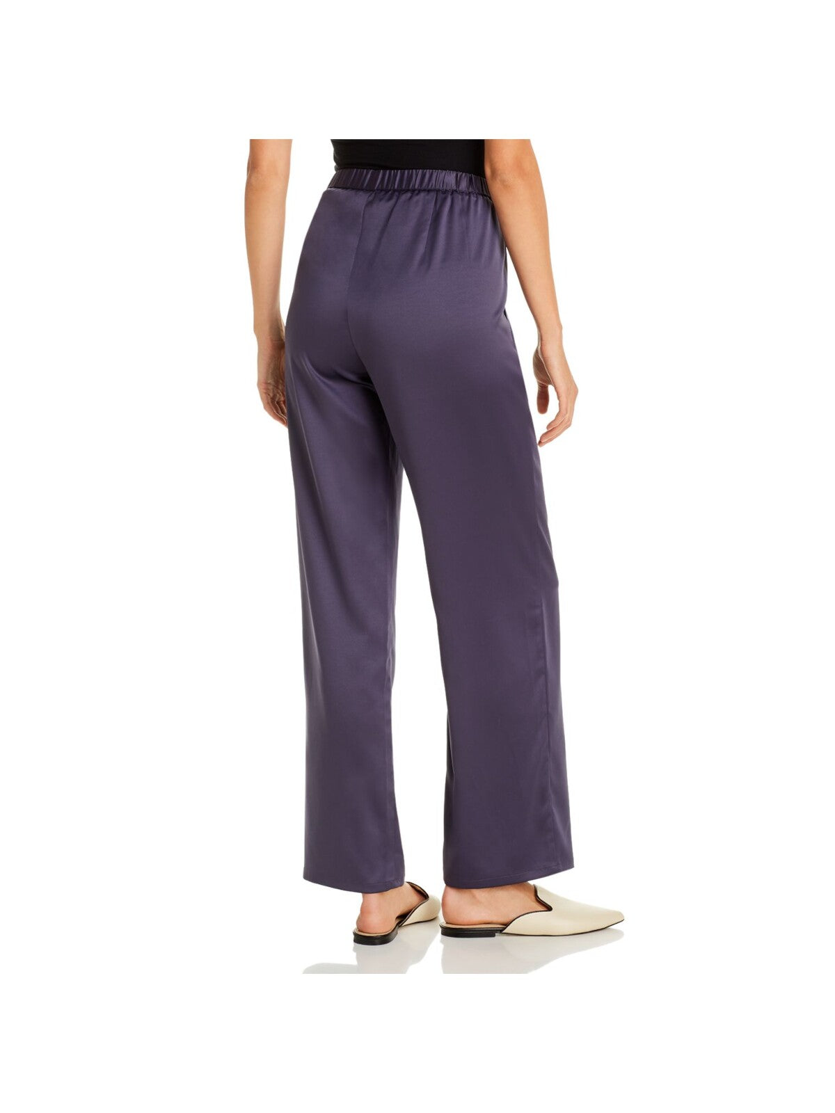EILEEN FISHER Womens Purple Pocketed Satin Straight leg Pants S