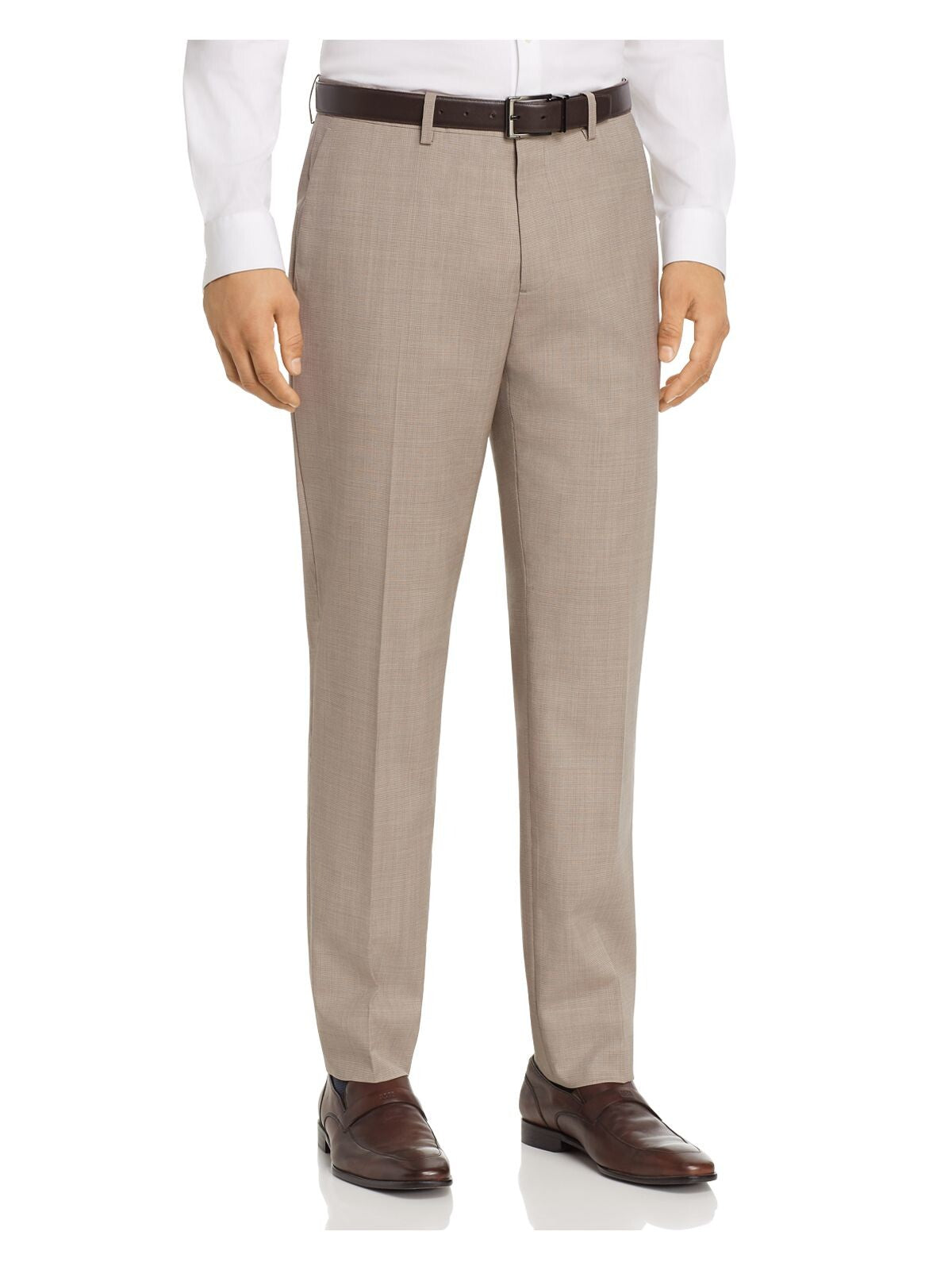 THEORY Mens Beige Flat Front, Stretch, Slim Fit Pants 36