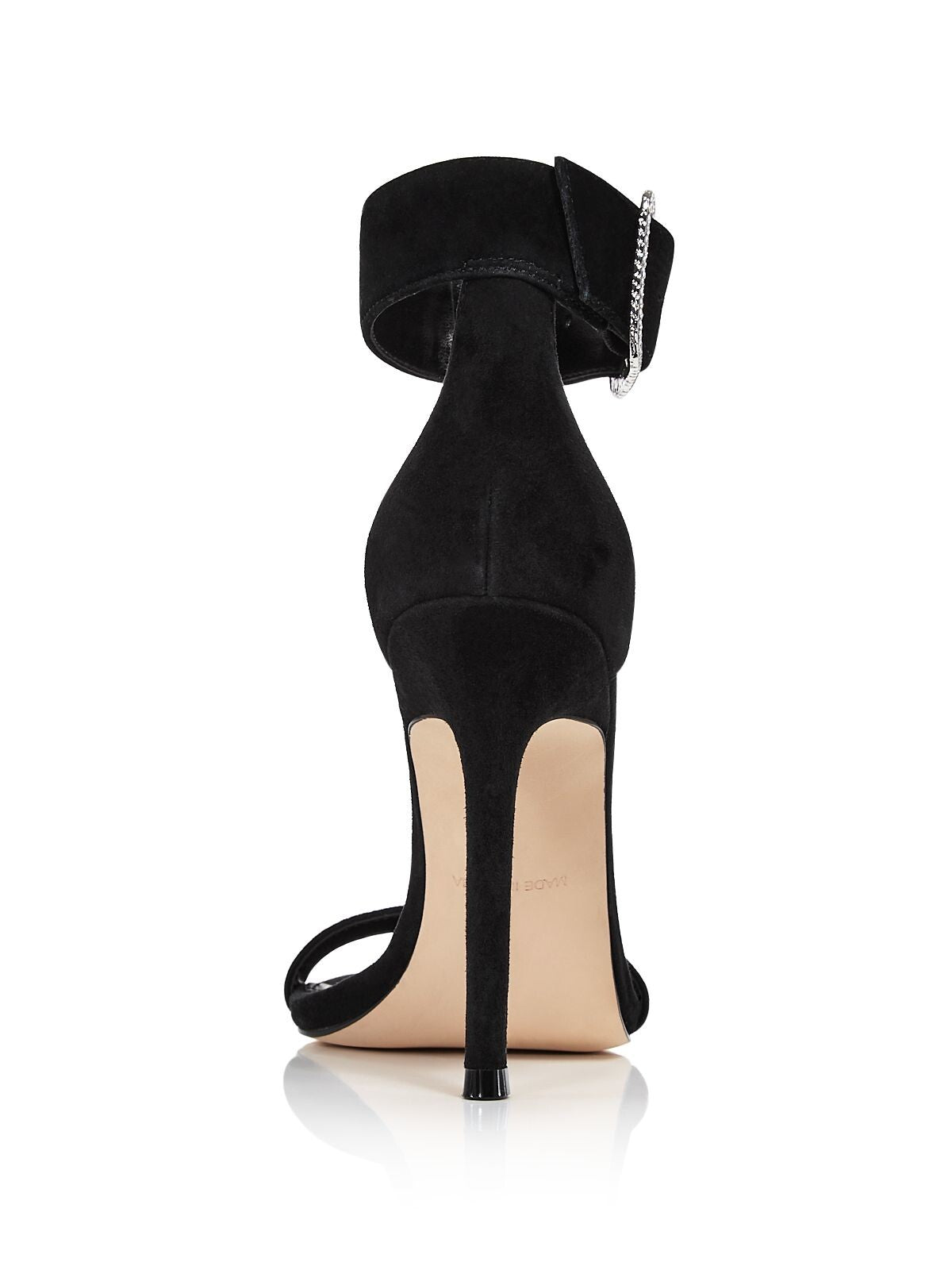 AQUA Womens Black Ankle Strap Rhinestone Blair Square Toe Stiletto Buckle Leather Dress Heeled Sandal 8.5 M